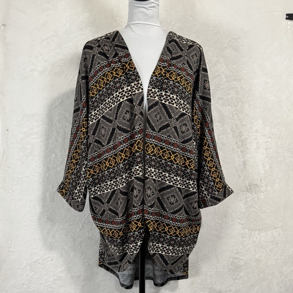 Poetry Boho Duster Cardigan Size XL Batwing Boho‎ Print Earthy Lagenlook Pleated - Picture 1 of 15